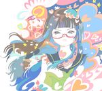  :&lt; black_hair chiaki_kurihara glasses hime_cut kazaana long_hair miniskirt_pirates solo upper_body 