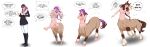 absurd_res big_breasts breasts brown_hair centaur english_text equid equid_taur european_mythology female greek_mythology green_eyes hair hi_res hooves horse_ears horse_tail humanoid_taur mammal mammal_taur mythology navel nipples nude organs otocai purple_hair solo speech_bubble stomach taur text transformation transformation_sequence