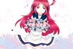  blush flower long_hair red_eyes red_hair sf-a2_miki smile solo sorakase_sawa vocaloid 
