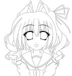  cokua greyscale hair_intakes lineart monochrome original smile solo transparent_background upper_body 