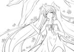  bad_id bad_pixiv_id flower greyscale hatsune_miku highres lineart long_hair lying monochrome on_back sei000 sleeping solo twintails very_long_hair vocaloid 