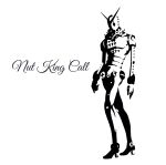  1boy arms_at_sides boots character_name commentary_request cursive full_body greyscale gyro_(gyro-zeppeli) high_heel_boots high_heels highres jojo_no_kimyou_na_bouken jojolion monochrome no_humans nut_king_call partial_commentary screw simple_background solo stand_(jojo) standing v-fin white_background 