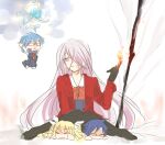  201_(yield) alternate_costume arimura_hinae black_gloves chaos;child chest_bow chibi commentary_request crushing evil_smile fire gloves haida_riko kazuki_hana miyashiro_takuru pantyhose pink_eyes pink_hair pyrokinesis sailor_collar science_adventure smile smug tagme 