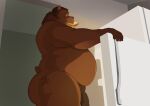 anthro appliance bear belly_overhang benny_(bennyafterdark) big_butt butt butt_tattoo f_clef food fridge fupa hi_res hungry kitchen_appliance kuma_uke male mammal musical_clef musical_symbol nude overweight sandwich_(food) solo symbol tattoo thick_thighs