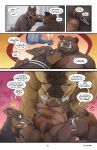  absurd_res aldrich_haynes_(thepurp) anthro anthro_on_anthro areola balls big_balls blake_harper_(thepurp) canid canine canis comic dialogue dobermann domestic_dog duo english_text erection genitals glans hi_res humanoid_genitalia humanoid_penis interspecies irrumatio male male/male mammal marcus_(thepurp) muscular muscular_anthro muscular_male nipples oral penile penis penis_in_mouth pinscher sex speech_bubble suid suine sus_(pig) tail text thepurp tusks wild_boar 