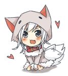  black_eyes blush collar fang minecraft open_mouth personification simple_background solo tail tail_wagging tosura-ayato white_background white_hair wolf wolf_(minecraft) wolf_tail 