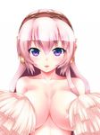  breasts cleavage huge_breasts long_hair looking_at_viewer megurine_luka orebelt pom_poms solo topless vocaloid 