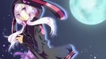  akai_suzu animal_ears full_moon hood hoodie long_hair looking_at_viewer moon purple_eyes purple_hair smile solo twintails vocaloid voiceroid yuzuki_yukari 