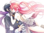  1boy 1girl game_cg guy ignis jingai_makyou kiss long_hair nitroplus ponytail red_hair scarf short_hair 