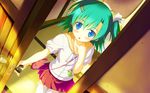  blue_eyes blush game_cg green_hair gt irotoridori_no_sekai short_hair thighhighs toumine_tsukasa 