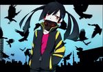  bad_id bad_pixiv_id bird black_hair enomoto_takane flock hands_in_pockets headphone_actor_(vocaloid) kagerou_project red_eyes respirator sawatari_(sado) solo vocaloid 