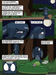  2016 anthro buckteeth comic digital_media_(artwork) duo english_text eyebrows eyelashes featureless_chest featureless_crotch feet female feral fingers forest forest_background fur green_body hair hair_over_eye hi_res jajuka lagomorph leporid lying male male/female mammal moon nature nature_background night nude one_eye_obstructed outside plant python rabbit reptile scalie sky sleeping snake solo speech_bubble tacokurt tail teeth text tongue tree 