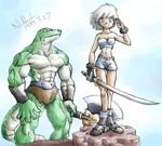  abs axe female human lizard male mammal muscles null reptile scalie sword weapon 