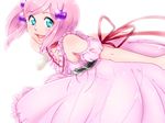 aqua_eyes choker cosplay dress estellise_sidos_heurassein fujimo_nao hair_ornament hairpin pafeko pink pink_dress pink_hair reala reala_(cosplay) red_choker see-through short_hair simple_background smile solo tales_of_(series) tales_of_destiny_2 tales_of_vesperia very_short_hair white_background 