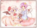  animal_ears bad_id bad_pixiv_id bat_wings blue_hair bow cat dress eyeball fang hair_bow hairband hat heart kaenbyou_rin kaenbyou_rin_(cat) komeiji_satori kureha_goya multiple_girls multiple_tails open_mouth pink_eyes pink_hair purple_eyes remilia_scarlet short_hair skirt tail third_eye touhou wings wrist_cuffs 