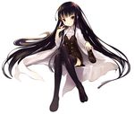  :&lt; black_hair black_legwear coat cravat inu_x_boku_ss long_hair red_eyes ritsuki shirakiin_ririchiyo shoes shoes_removed single_shoe skirt solo thighhighs very_long_hair 