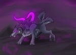  animal_genitalia canine canine_penis caprine demon displacer_beast erection feral hooves horn hybrid knot looking_at_viewer male mammal multiple_tails penis piercing purple_theme ram solo tail tentacles vexxy wolf 