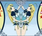  ahoge animated animated_gif asia_argento blonde_hair breasts dancing high_school_dxd medium_breasts multiple_girls 
