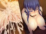  1girl 2boys ass blue_eyes blue_hair censored chain chains collar cum cum_explosion cum_in_pussy cum_inside cum_on_ass cum_on_body cum_on_legs cum_on_lower_body erect_nipples femsub fucked_silly game_cg lilith-soft long_hair misao_~injoku_ninpouden~ multiple_boys open_mouth overflow penetration penis pussy_juice sex slave through_wall tongue tongue_out wet yukishiro_misao 