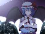  bad_id bad_pixiv_id bat_wings blue_hair closed_eyes hat highres remilia_scarlet s-syogo short_hair smile solo touhou wings 