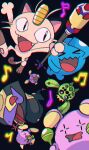 1south3927 2021 ambiguous_gender anthro black_body blue_body cacnea elemental_creature fangs felid feline flora_fauna generation_1_pokemon generation_2_pokemon generation_3_pokemon green_body group hi_res male mammal maraca meowth musical_instrument musical_note musical_symbol nintendo open_mouth pawpads paws percussion_instrument plant pokemon pokemon_(species) purple_body red_eyes reptile scalie seviper snake symbol tail tan_body teeth tongue whiskers whismur wobbuffet
