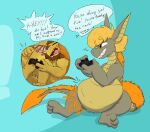  anthro atelierphos belly controller digital_drawing_(artwork) digital_media_(artwork) dragon duo english_text fluffy fur game_controller gaming gift grin hi_res internal internal_oral male male/male mature_male mythological_creature mythological_scalie mythology phos ruby_(rubysnoot) rumbling_stomach safe_vore scalie shaded smile snickering squirming text trapped videogame_setting vore yarill yellow_body yellow_fur 