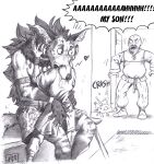 0laffson 2026 angry anthro arno_(0laffson) biped blush bodily_fluids canid canine caught_in_the_act claws comic dialogue drooling ear_piercing english_text eyes_closed facial_hair finger_claws group hand_holding head_in_mouth head_nom hi_res hug human human_on_anthro humor interspecies larger_anthro larger_male lof_(0laffson) male male/male mammal maned_wolf medieval medieval_clothing mustache nom piercing saliva sitting size_difference smaller_human smaller_male speech_bubble surprised sweat text traditional_media_(artwork) trio wide_eyed