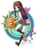  bad_id bad_pixiv_id bangs black_legwear black_sclera blue_eyes blunt_bangs brown_hair ditto gen_1_pokemon gen_3_pokemon gen_4_pokemon grey_eyes holding leg_up loafers ngayope open_mouth pleated_skirt poke_ball poke_ball_theme pokemon pokemon_(creature) pokemon_(game) pokemon_dppt pokemon_rgby pokemon_rse porygon-z red_eyes rotom shoes skirt socks solrock ultra_ball vest waist_poke_ball waistpack waving yellow_eyes 