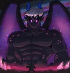 60percentscalie abs angry angry_eyebrows anthro cosmic_background cosmic_wings dragon duo glowing glowing_eyes grey_hair hair hi_res horn macro macro_anthro macro_male male male/male muscular muscular_anthro muscular_male mythological_creature mythological_scalie mythology scalie short_hair spikes summoner summoners_rift summoning summoning_circle wings