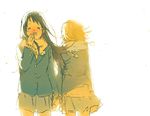  akiyama_mio coat holding_hands k-on! light multiple_girls scarf tainaka_ritsu tamagogogo tears 