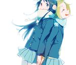 akiyama_mio holding_hands k-on! light multiple_girls scarf school_uniform tainaka_ritsu tamagogogo uniform 