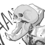 1:1 ambiguous_gender animated_skeleton bone clothing collared_shirt dramatic_pose dress_shirt greyscale human humanoid icon its_mattress male mammal monochrome necktie shirt skeleton solo topwear undead yelling