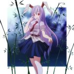  animal_ears bad_id bad_pixiv_id bamboo blush bunny_ears highres long_hair open_mouth purple_hair red_eyes reisen_udongein_inaba s-syogo scarf skirt smile solo touhou very_long_hair 
