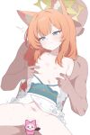  1boy 1girl ai-generated alternate_costume animal_ears arms_behind_back bald blue_archive blue_eyes blush breasts cat_ears cat_girl censored center-flap_bangs character_censor chinese_commentary closed_mouth clothed_female_nude_male collarbone commentary_request cum dark-skinned_male dark_skin faceless faceless_male grabbing_another's_breast groping halo highres interracial lijiadi long_hair mari_(blue_archive) nipples novelty_censor nude orange_hair sex sex_from_behind sidelocks small_breasts spread_legs sweat teeth vaginal yellow_halo 