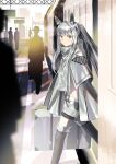  1girl animal_ears arknights black_boots blunt_bangs boots commentary_request grey_eyes grey_hair high_ponytail highres horse_ears horse_girl kuthi0510 long_hair long_sidelocks looking_at_viewer platinum_(arknights) ponytail shorts sidelocks solo_focus thigh_boots white_shorts 