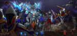  4boys absurdres alien armor battle bioluminescence blue_skin chest_guard circle_arms claws color_timer colored_skin compound_eyes crystal destruction dorsal_fin dual_wielding elbow_spikes eldritch_abomination extra_arms eye_slugger forehead_jewel giant giant_male giant_monster glowing glowing_chest glowing_eyes glowing_mouth guts_hawk guts_wing guts_wing_02 highres holding holding_sword holding_weapon horns jaw kaiju male_focus monster multicolored_skin multiple_boys no_humans no_pupils open_mouth original pectorals purple_skin red_skin scales sharp_teeth silver_bodysuit silver_gloves silver_skin single_horn spines stomach_mouth studded_armor sword tail teeth tokusatsu tokusatsushima toned toned_male ultra_dual_sword ultra_series ultraman_decker ultraman_decker_(series) ultraman_dyna ultraman_dyna_(series) ultraman_tiga ultraman_tiga_(series) ultraman_trigger ultraman_trigger_(series) weapon white_eyes wrinkled_skin yellow_eyes 