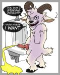 amputee animal_genitalia animal_penis anthro anthroterra balls bathroom bodily_fluids bovid buck_(anthroterra) canine_genitalia canine_penis caprine dialogue disability dwarfism english_text genital_fluids genitals goat horn knot male mammal peeing penis public rumortheseagull sketch solo text urinal urine watersports