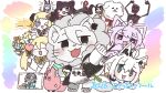 >_o ahoge animal_ear_fluff animal_ears animification april_fools arm_up azki_(1st_costume)_(hololive) azki_(hololive) blonde_hair cecilia_immergold commentary_request dog fox_ears fox_girl green_eyes hair_between_eyes highres hololive hood hood_up horns kazama_iroha kazama_iroha_(magical_gozaru) long_hair looking_at_viewer mofukoyo_(hakui_koyori) mori_bonelliope nekomata_okayu nekomata_okayu_(cat) one_eye_closed oozora_subaru otonose_kanade pekomama purple_eyes purple_hair rabbit_ears rabbit_girl rindo_chihaya sheep_horns shirakami_fubuki shirakami_fubuki_(artist) shirakami_fubuki_(fox) shishiro_botan shishiro_botan_(lion) sidelocks simple_background tsunomaki_watame tsunomaki_watame_(young) virtual_youtuber wand white_hair winding_key 