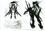  1girl absurdres armored_boots black_hair black_rock_shooter black_rock_shooter_(character) black_rock_shooter_(game) black_shorts blue_eyes blue_fire boots concept_art fire flaming_eye highres huke incredibly_absurdres long_hair mechanical_arms mechanical_legs mechanical_wings official_art pale_skin production_art scan shorts single_mechanical_arm stella_(black_rock_shooter) twintails uneven_twintails wings 