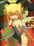  1girl absurdres ace_(playing_card) ace_of_spades alcohol animal_ear_hairband animal_ears asymmetrical_dual_wielding backless_leotard bandaid bandaids_on_nipples bare_shoulders black_hairband black_leotard blonde_hair blush_stickers breasts card choco_fashion chocolate-covered_food collarbone commentary_request cowboy_shot cup detached_collar donut drinking_glass dual_wielding elbow_gloves fake_animal_ears fake_tail fang food from_above gloves hair_between_eyes hair_flaps hairband hand_up highres holding holding_stuffed_toy holding_tray king_(playing_card) king_of_spades legs_together leotard light_blush long_hair looking_at_viewer monogatari_(series) narrowed_eyes necktie old-fashioned_donut onon72234864 open_mouth oshino_shinobu oversized_breast_cup pasties playboy_bunny playing_card poker_chip poker_table pon_de_ring rabbit_ear_hairband rabbit_ears rabbit_tail red_necktie ringed_eyes scowl sidelocks small_breasts solo spade_(shape) stool strapless strapless_leotard stuffed_animal stuffed_frog stuffed_toy table tail thighhighs tray v-shaped_eyebrows very_long_hair white_gloves white_tail white_thighhighs wine wine_glass yellow_eyes 