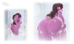  anthro bathtub big_butt bingbingo blush bottle breasts brown_hair bubble butt butt_grab container deltarune dinosaur embarrassed female freckles hair hand_on_butt hi_res looking_back nude nude_female overweight prehistoric_species purple_body reptile scalie shampoo shower signature soap solo suds susie_(deltarune) tail undertale_(series) water watermark wet wet_body wet_hair yellow_eyes 