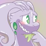 1:1 ambiguous_gender anthro blush bublijoestar digital_media_(artwork) dragon generation_6_pokemon goodra headshot_portrait icon looking_away low_res mythological_creature mythological_scalie mythology nervous nintendo pokemon pokemon_(species) portrait purple purple_body purple_skin scalie shy simple_background slime smile solo teeth