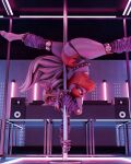 3d_(artwork) absurd_res animatronic anthro blender_(artwork) blender_cycles_(artwork) breasts butt canid canine canis claws clothed clothing dancing dank_owos digital_media_(artwork) female five_nights_at_freddy's five_nights_at_freddy's:_security_breach hair hi_res looking_at_viewer machine mammal pole pole_dancing robot roxanne_wolf scottgames solo steel_wool_studios stripper_pole tail wolf yellow_eyes