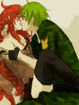 blush breasts couple flaky flippy green_hair happy_tree_friends kiss personification red_hair saliva 