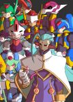  2girls 6+boys aeolus_(mega_man) armor atlas_(mega_man) biometal black_sclera blue_armor blue_hair blue_helmet colored_sclera derivative_work essai green_armor green_hair green_helmet group_picture helmet highres long_hair master_albert_(mega_man) mega_man_(series) mega_man_zero_(series) mega_man_zero_3 mega_man_zx mega_man_zx_advent model_f_(mega_man) model_h_(mega_man) model_l_(mega_man) model_p_(mega_man) model_w_(mega_man) multiple_boys multiple_girls omega_(mega_man) orange_armor orange_helmet pandora_(mega_man) prometheus_(mega_man) purple_armor purple_helmet purple_robe red_armor red_eyes red_helmet robe siarnaq_(mega_man) thetis_(mega_man) trait_connection white_armor white_helmet 