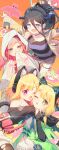  4girls :d ;3 ;d ;o \o/ absurdres alternate_costume animal_ear_fluff animal_ear_headphones animal_ears aris_(blue_archive) arms_up bandaged_arm bandaged_leg bandages bare_shoulders bat_hair_ornament bat_ornament bat_wings belt belt_buckle bilingual_commentary black_bridal_gauntlets black_dress black_hair black_shirt blonde_hair blue_archive blue_bow blue_bowtie blue_eyes blue_hairband blue_halo blue_ribbon blush bow bowtie bridal_gauntlets bright_pupils brown_thighhighs buckle capelet cat_ear_headphones cat_ears cat_tail cheek-to-cheek cloak closed_mouth collar commentary_request cosplay covered_mouth covering_own_mouth cowboy_shot cutoffs dot_nose double-parted_bangs dress english_commentary fake_animal_ears forehead frankenstein's_monster_costume frilled_dress frills game_development_department_(blue_archive) gem gem_hair_ornament ghost_costume glint glomp grabbing_another's_arm green_capelet green_dress green_halo green_pupils green_shorts grey_eyes hair_between_eyes hair_ornament hair_ribbon hairband halloween halloween_costume halo hand_on_another's_arm hand_over_own_mouth hands_up headphones heads_together high_ponytail highres hood hood_up hooded_cloak hug incredibly_absurdres jacket korean_commentary leaning_forward light_blush long_hair long_hair_between_eyes long_sleeves looking_at_viewer looking_to_the_side loosely_tucked_bangs low-tied_sidelocks mechanical_tail medium_hair midori_(blue_archive) mixed-language_commentary momoi_(blue_archive) multi-source_commentary multiple_girls object_through_head off-shoulder_dress off_shoulder one_eye_closed open_clothes open_jacket open_mouth orange_background orange_gem outstretched_arms pink_belt pink_collar pink_eyes pink_halo pink_pupils pixelated ponytail purple_shirt raised_inner_eyebrows rectangular_halo red_background red_hair ribbon ringed_eyes sash screw_in_head shirt short_bangs short_dress short_shorts shorts siblings sidelocks simple_background sisters sleeves_past_fingers sleeves_past_wrists smile spiked_collar spikes stitched_clothes stitched_forehead stitched_leg stitched_neck stitches striped_clothes striped_shirt swept_bangs tail thighhighs torn_clothes torn_dress torn_thighhighs turning_head twins upper_body v-shaped_eyebrows very_long_hair waist_sash wavy_mouth white_cloak white_dress white_pupils wide_belt winged_hairband wings yellow_background yellow_eyes yellow_halo yellow_jacket yuzu_(blue_archive) zonunoll 