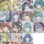  6+girls :p alternate_costume animal_ears black_bow black_cloak black_dress black_hat black_vest blonde_hair blue_dress blue_eyes blue_hair blue_ribbon blue_shirt blue_vest bow braid brown_eyes brown_hair brown_shirt cloak closed_mouth clothing_request collarbone collared_shirt contrast_collar doremy_sweet dress facial_mark frilled_headwear gold_jewelry green_bow green_dress green_hat green_headscarf grey_eyes grey_hair hair_between_eyes hair_bobbles hair_bow hair_ornament hands_on_own_cheeks hands_on_own_face haniyasushin_keiki hat hat_bow hat_ribbon headpiece headscarf highres himekaidou_hatate holding houjuu_chimi izayoi_sakuya japanese_clothes kaenbyou_rin kawashiro_nitori kimono kirisame_marisa kz_m_i letty_whiterock long_hair maid_headdress matara_okina medium_hair michigami_nareko mob_cap multiple_girls necktie newsboy_cap open_mouth patchouli_knowledge pom_pom_(clothes) purple_dress purple_hair purple_hat rabbit_ears red-framed_eyewear red_bow red_eyes red_hair red_hat red_necktie red_ribbon reisen_udongein_inaba ribbon shell shell_hair_ornament shirt short_hair smile sweat tokin_hat tongue tongue_out touhou triangle triangle_facial_mark twin_braids usami_sumireko vest watari_nina white_bow white_hair white_hat white_headdress white_shirt yellow_eyes yellow_shirt 