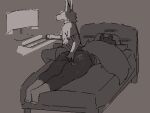 2026 2_frame_animation 5_fingers animated anthro bear bed bedroom bite_mark bottomless bottomless_anthro bottomless_male bottomwear bulge butt canid canine clothed clothed_anthro clothed_male clothing computer_monitor computer_mouse digital_media_(artwork) duo english_text fingers fluffy fluffy_tail footwear fur furniture grey_background grey_text greyscale hazen keyboard lying male male/male mammal mertvykhcrows moan monochrome multitasking neck_tuft on_bed on_front pixel_(artwork) pixel_animation rubbing rubbing_anus short short_tail shorts simple_background sitting socks spank_marks tail text tuft