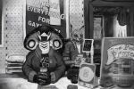 2026 ambiguous_gender anthro breasts cleric clothed clothing cobra detailed_background duo english_text felid feline female fingers fur hair hi_res inside laura_(leprzil) leprzil lynx mammal monochrome pan_(leprzil) reptile scalie sitting snake snake_hood store text