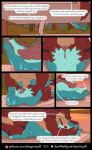 6_panel_comic animal_genitalia animal_penis anthro aquatic aquatic_dragon black_stripes bodily_fluids breast_grab breast_play breasts brown_hair coalt comic cum cum_on_chest cum_on_chin cum_on_neck dialogue digit_ring dragon duo ejaculation english_text eye_contact eyelashes feline_genitalia feline_penis female female_on_bottom finger_ring fur furaffinity furaffinity_logo furniture furred_dragon furred_scalie genital_fluids genitals green_eyes hair hand_on_breast hand_on_head hi_res jewelry looking_at_another lying male male/male male_on_top multiple_scenes mythological_creature mythological_scalie mythology name_in_dialogue nude on_back on_bottom on_table on_top outside page_number patreon patreon_logo pecs penile_spines penis pronounced_browridge red_body red_fur red_penis rimentus rysindra_(rimentus) scalie sex speech_bubble spiked_tail spikes spikes_(anatomy) stripes table table_sex tail teal_body teal_scales text titfuck url wingless_dragon yellow_eyes